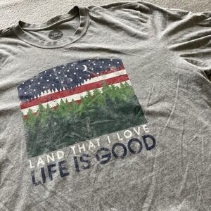Life Is Good Shirt Mens Extra Large Gray‎ Land That I Love Crusher America Flag
